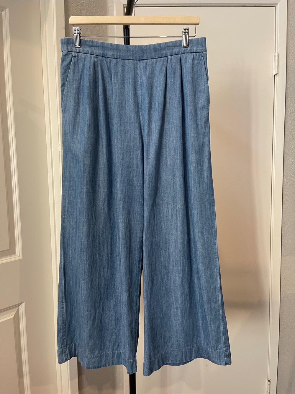 J. Crew Light Blue Chambray Denim Wide Leg Pants